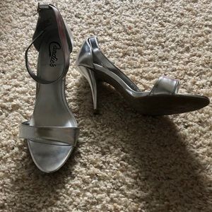 Silver high heels